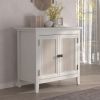 Storage Cabinet, with Rattan Decor Doors, White