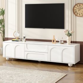 Cream Style TV Stand With Arched Doors, 2 Drawers For TVs Up To 75" Inches, White