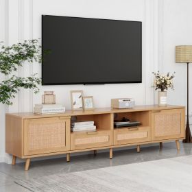 TV Stand For TVs Up To 85'', Modern Farmhouse, Rattan