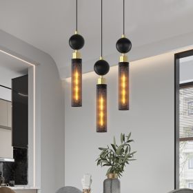 Modern Black Wrought Iron Pendant Light, Black