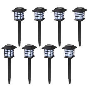8pcs, LED Solar Lantern Torch Light, Garden Landscape Lighting, Black