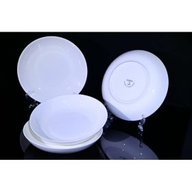 Bone China Dinnerware Set, 4 Pieces, 8.5-inch, Lily, White