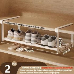Adjustable And Expandable Shoe Rack, Stackable Iron Shoe Rack, White (Option: 2pcs)