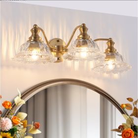 24 Inch, 3-Light, Vintage Bathroom Wall Sconce, Gold (Option: Gold)