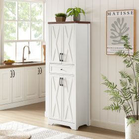 Farmhouse Storage Cabinet, Walnut/White (Option: White Walnut)
