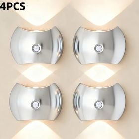 Modern Indoor Wall Light With Motion Sensor, 3 Color Modes, Gold (Option: Silver4PCS)