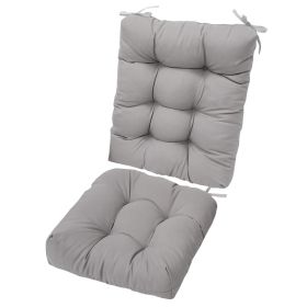 2Pcs Waterproof Rocking Chair Cushion Upper And Lower Back And Seat Sets With Non-Slip Ties Oxford Cloth Surface Polyester Filling Comfortable For In (Option: Grey)