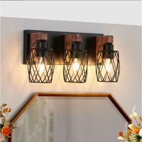18 Inch, Industrial Vintage 3-Light Wall Sconce, Black/Wood (Option: Walnut and black)