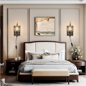 Plug-in, Rustic Farmhouse Wall Sconces Set Of 2, Vintage, Wood (Option: Black and Gold)