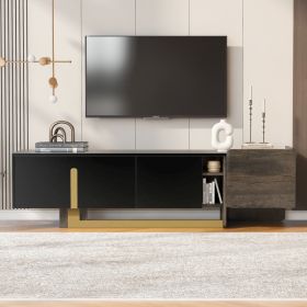 VIBE HAUS, Luxury TV Stand, Black/White (Option: Black)