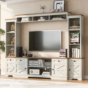 U-Can, Wall Unit Entertainment Center With Bookshelves, White/Black (Option: White Walnut)