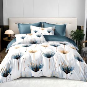 3-piece Set, Floral Duvet Cover, Blue/White (Option: Queen-Blue)