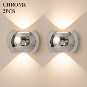 Modern Indoor Wall Light With Motion Sensor, 3 Color Modes, Gold (Option: Silver2PCS)