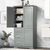 Tall and Wide Storage Cabinet with Doors for Bathroom/Office, White/Grey