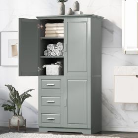 Tall and Wide Storage Cabinet with Doors for Bathroom/Office, White/Grey (Color: Grey)