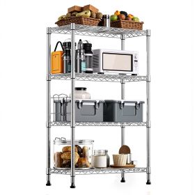 1000 lbs Storage Shelving 4-Tier Utility Shelving Unit Steel Organizer Wire Rack for Home, Kitchen, Office, Chrome (Color: Chrome)