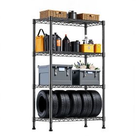 1000 lbs Storage Shelving 4-Tier Utility Shelving Unit Steel Organizer Wire Rack for Home, Kitchen, Office, Chrome (Color: Black)
