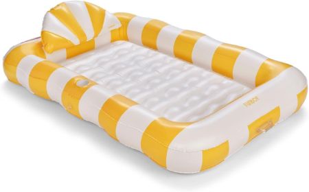 Tanning Pool Lounger Float, XL 72'' x 48'' (Color: YELLOW)