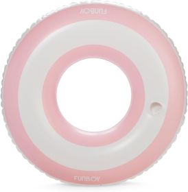 Giant Stripe Inflatable Tube Pool Float with Cup Holder 48" (Color: Pink)