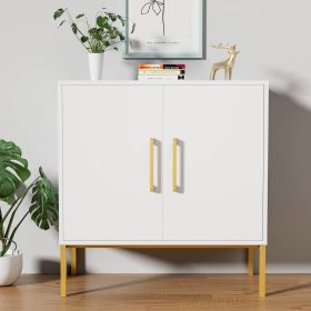 Storage Cabinet Set, Freestanding Floor Cabinet, Modern Sideboard, Wood Buffet Cabinet (Color: White)