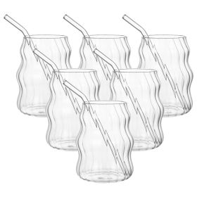 6 Pcs ,19 Ounce, Glass Straw Cup (Option: 6PCS)