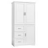 Tall and Wide Storage Cabinet with Doors for Bathroom/Office, White/Grey