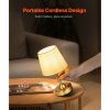 Cordless Table Lamp, 5200mAh Built-in Rechargeable Battery Small Desk Lamp, 3-Level Brightness, Fabric Shade, 2700-3000K Color Temperature, Table Lig