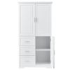 Tall and Wide Storage Cabinet with Doors for Bathroom/Office, White/Grey