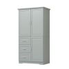 Tall and Wide Storage Cabinet with Doors for Bathroom/Office, White/Grey