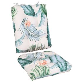 2Pcs Waterproof Rocking Chair Cushion Upper And Lower Back And Seat Sets With Non-Slip Ties Oxford Cloth Surface Polyester Filling Comfortable For In (Option: BeigeColorLeaf)