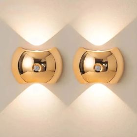 Modern Indoor Wall Light With Motion Sensor, 3 Color Modes, Gold (Option: Golden2PCS)